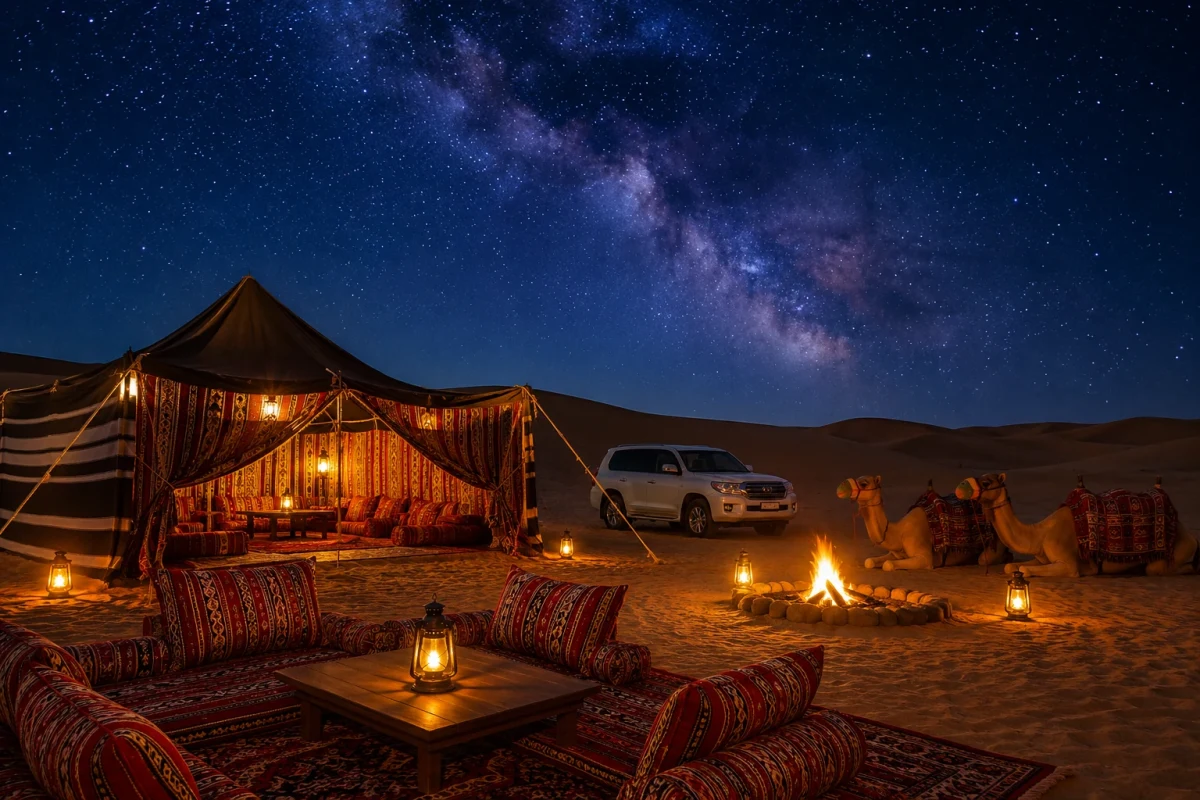 Overnight Desert Safari Dubai camp under the stars